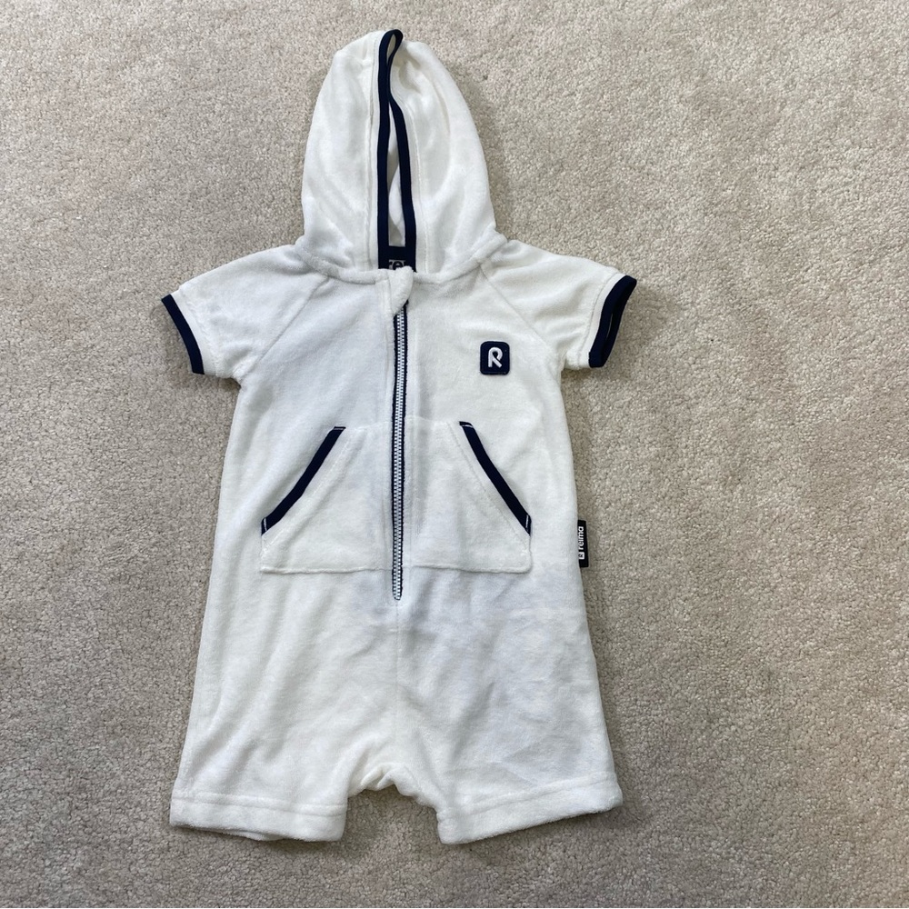 reima white USPF 50 terrycloth onesie unisex swim beach coverup